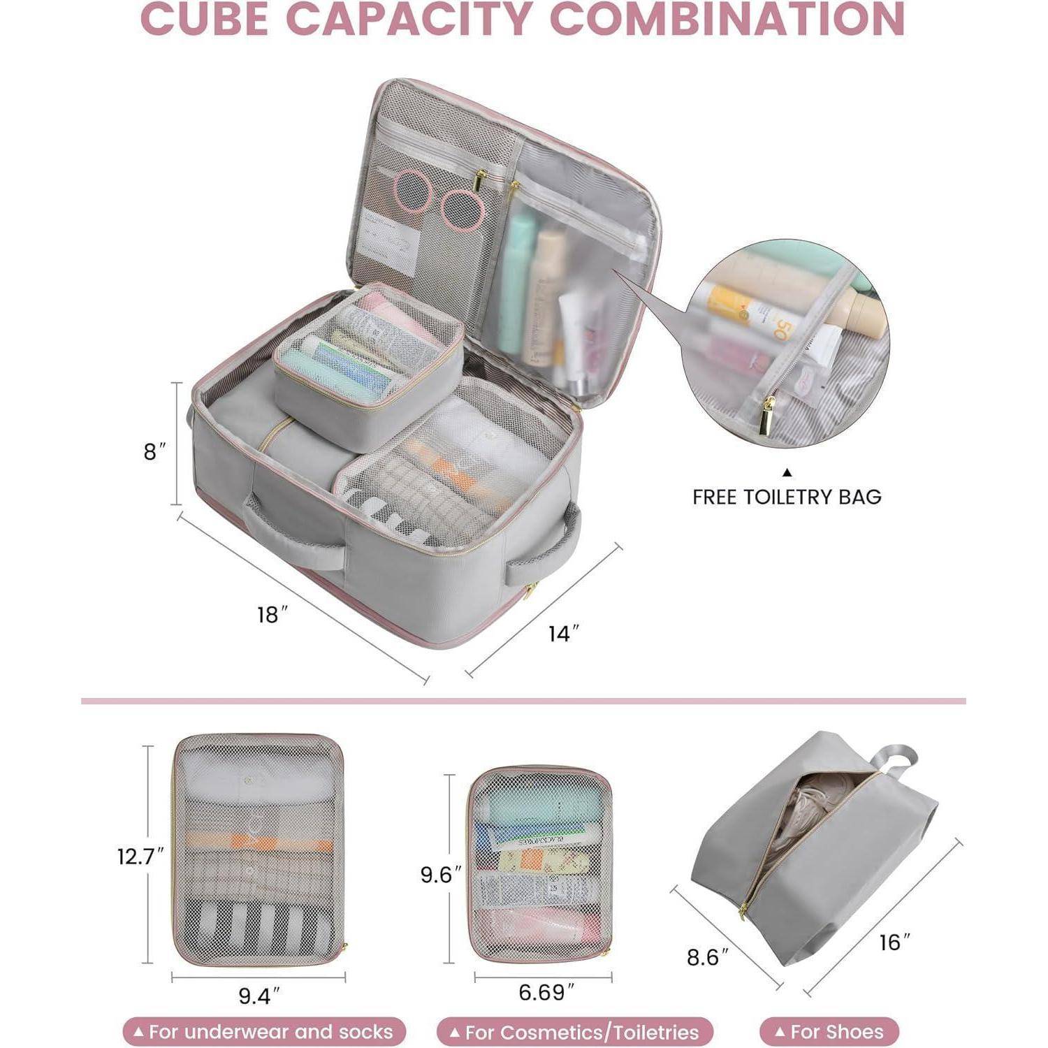 Rucksack Handgepäck wasserdicht Schuhfach 17.3inch 40L Grau rosa beige