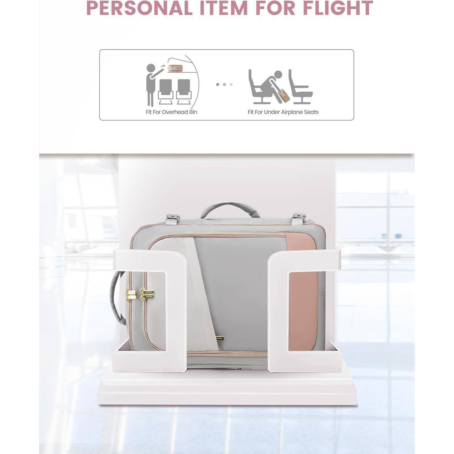 Rucksack Handgepäck wasserdicht Schuhfach 17.3inch 40L Grau rosa beige