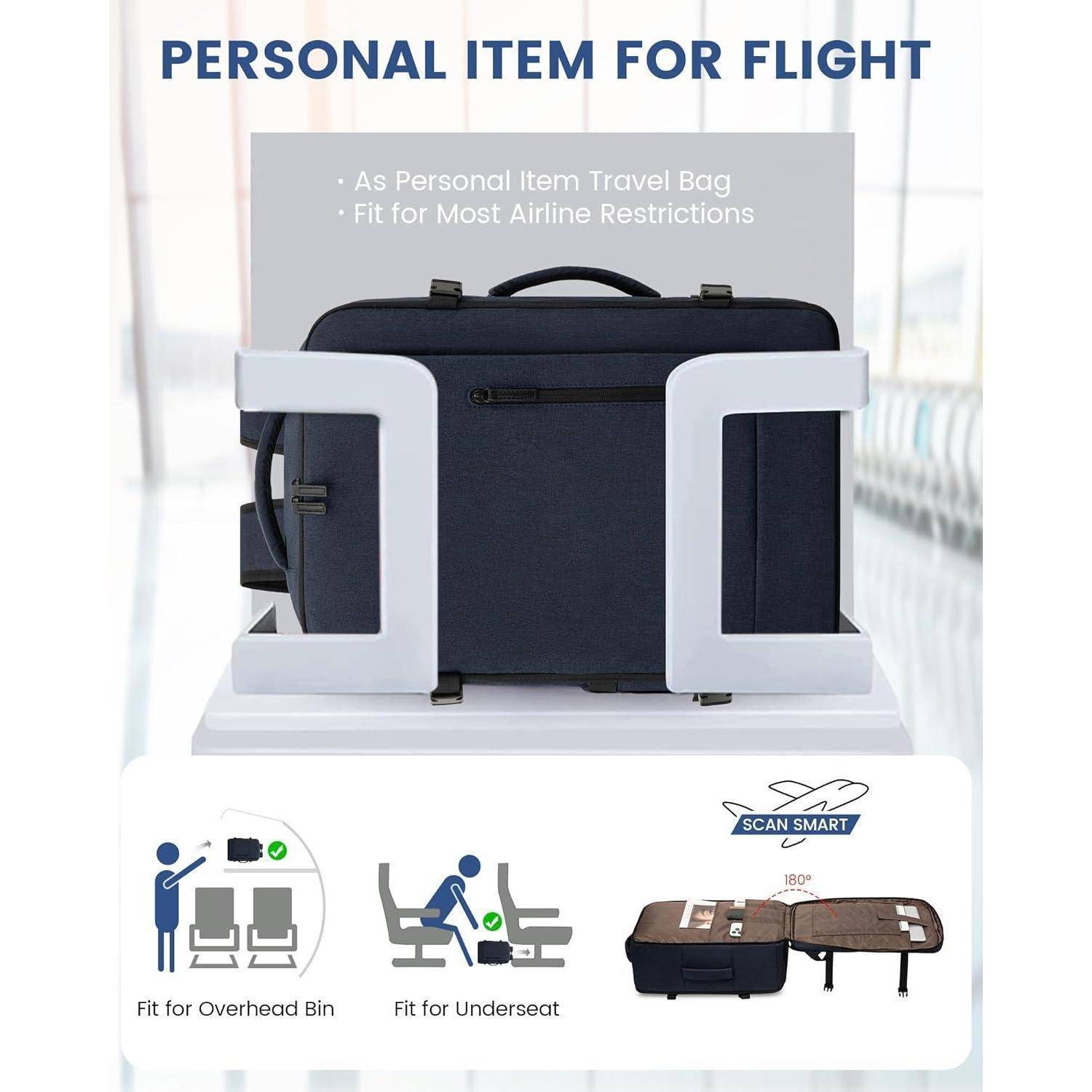 Rucksack Handgepäck 45x36x20 Laptop Reiserucksack 15,6 Zoll Dunkelblau