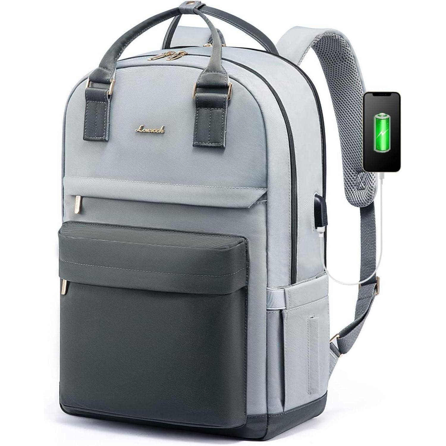 Schulrucksack Mädchen Laptopfach Anti 17.3 Zoll Grau &amp; Blau