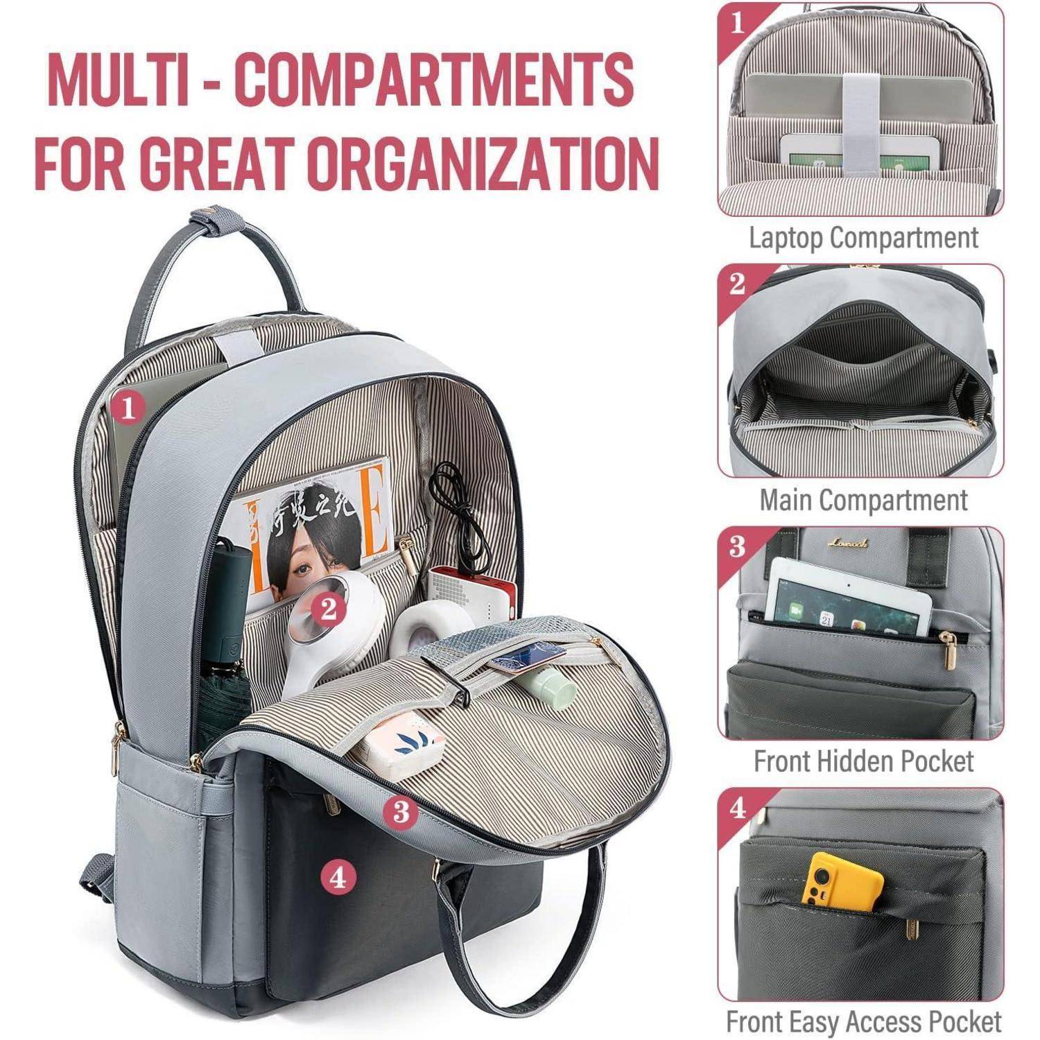 Schulrucksack Mädchen Laptopfach Anti 17.3 Zoll Grau &amp; Blau