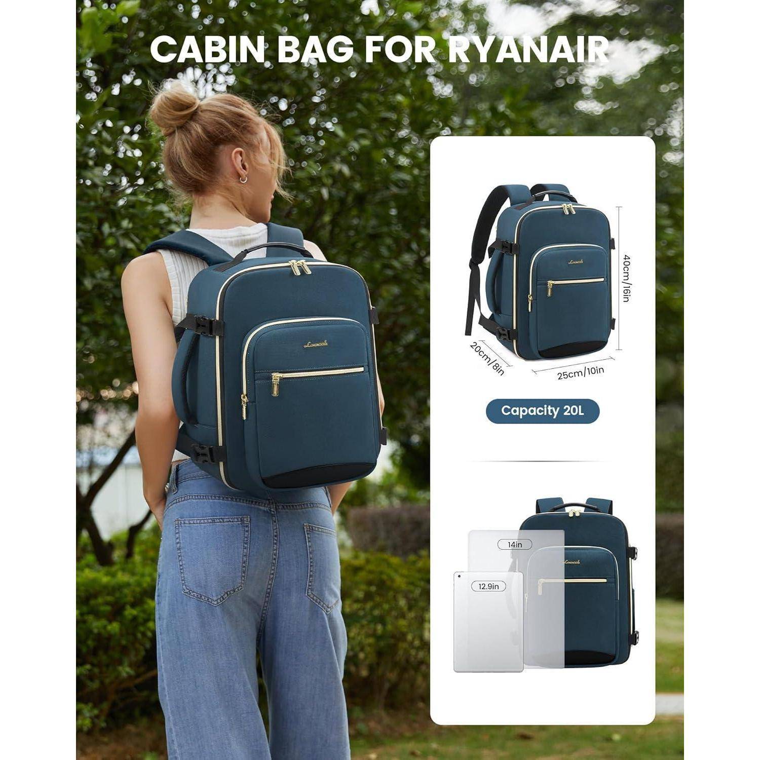 Rucksack Handgepäck 40x20x25 Untersitz Laptop 14Zoll Grün 40x20x25cm