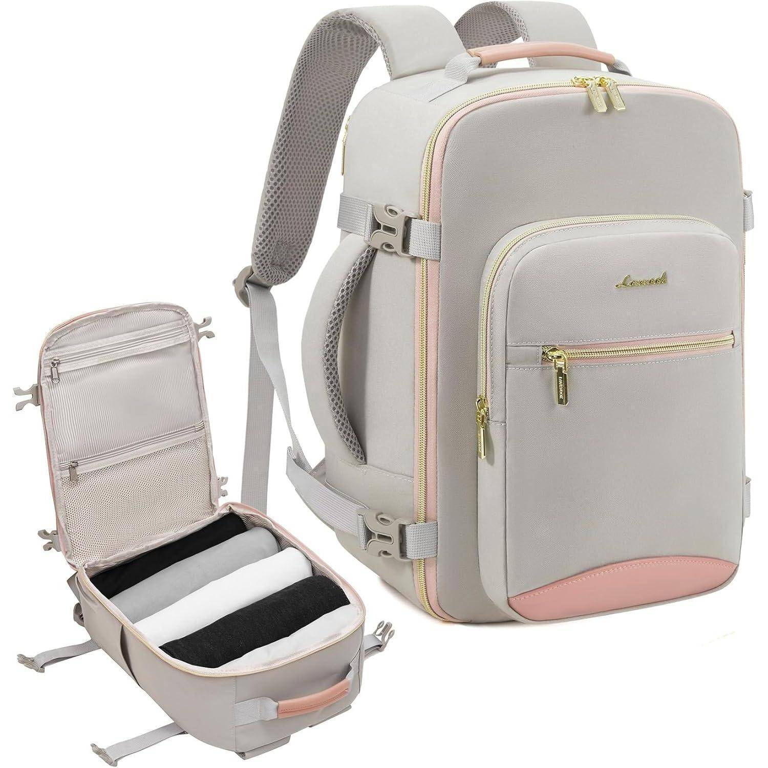Handgepäck Rucksack Reiserucksack 45x36x20 Grau+rosa 45x36x20cm