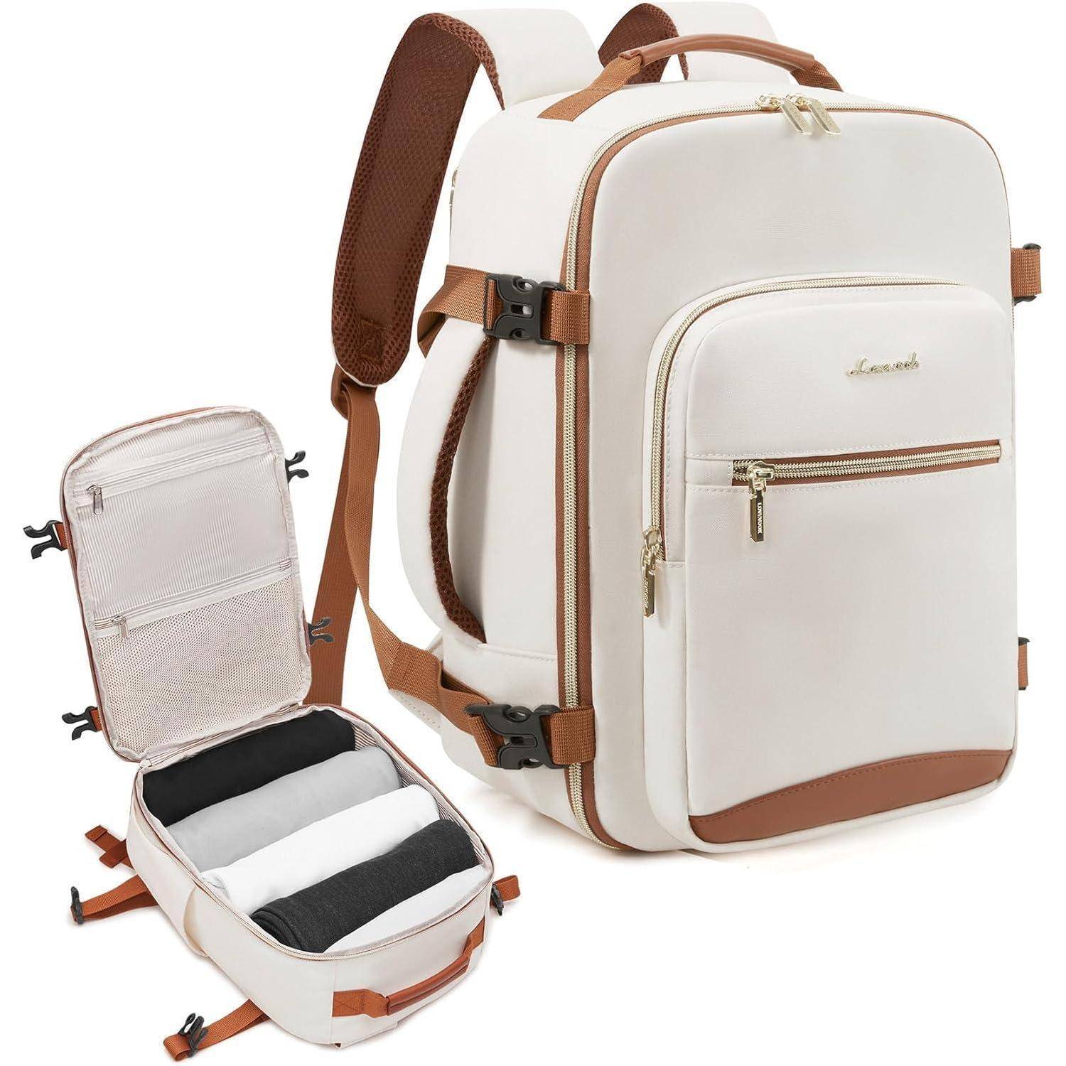 Rucksack Handgepäck 40x20x25 Ryanair Laptop Beige+braun 40x20x25cm