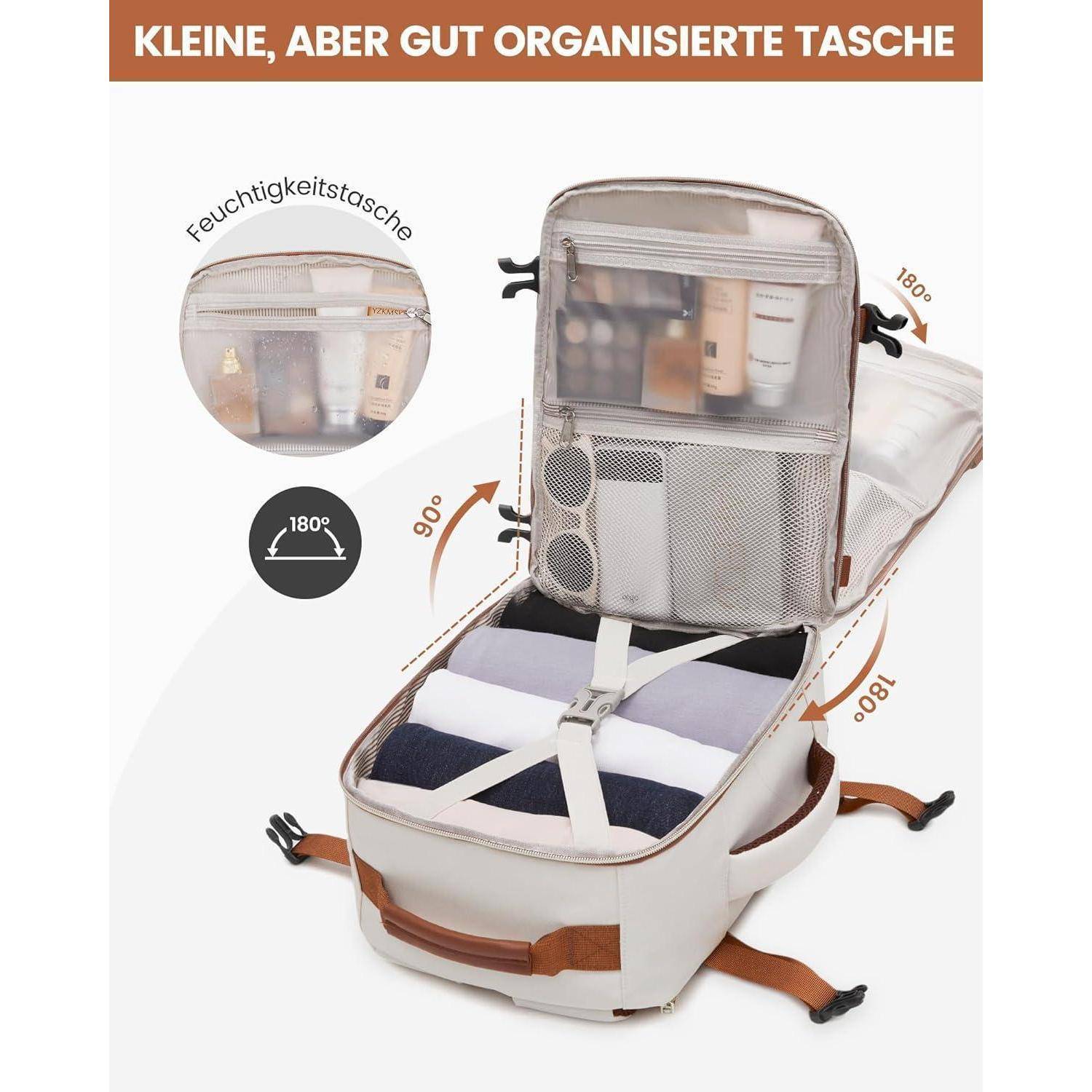 Rucksack Handgepäck 40x20x25 Ryanair Laptop Beige+braun 40x20x25cm