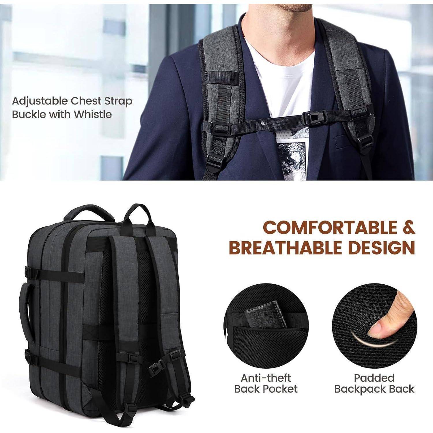 Rucksack Handgepäck Flugzeug 40L Laptop 17 Zoll 17,3 Zoll 2-grau