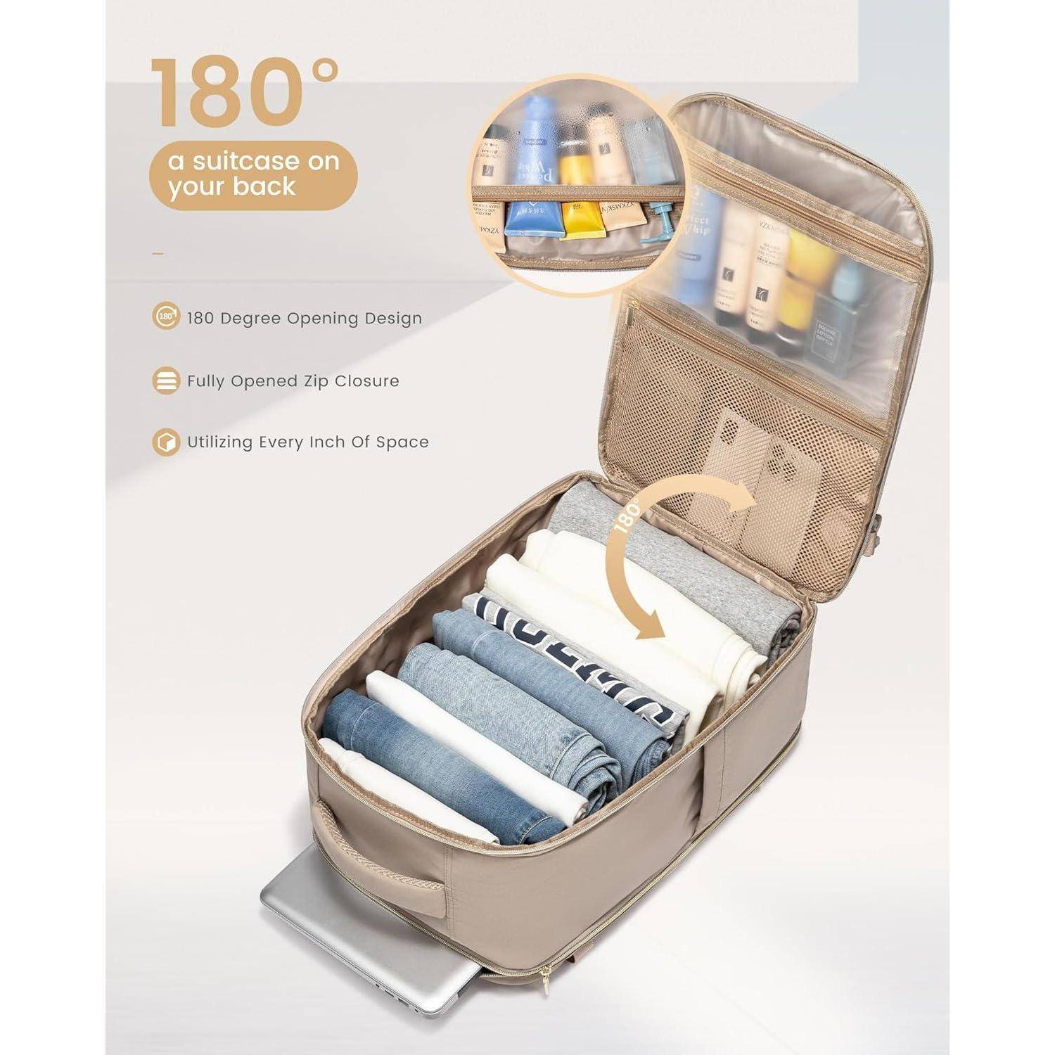 Rucksack Handgepäck 40L Reiserucksack 17 Zoll 17.3 zoll Khaki Beige