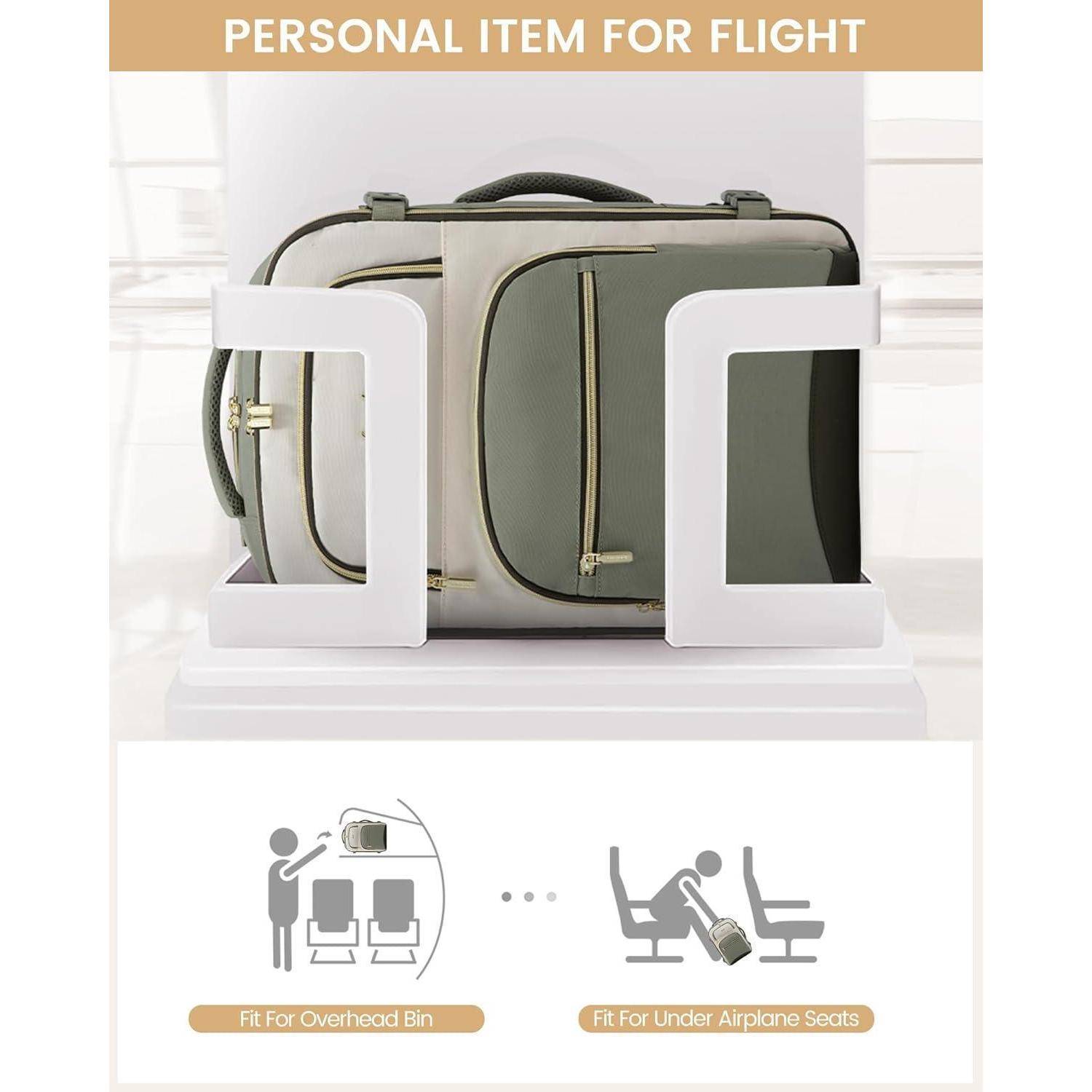 Rucksack Handgepäck 40L Laptopfach 17.3 zoll Bohnengrün beige