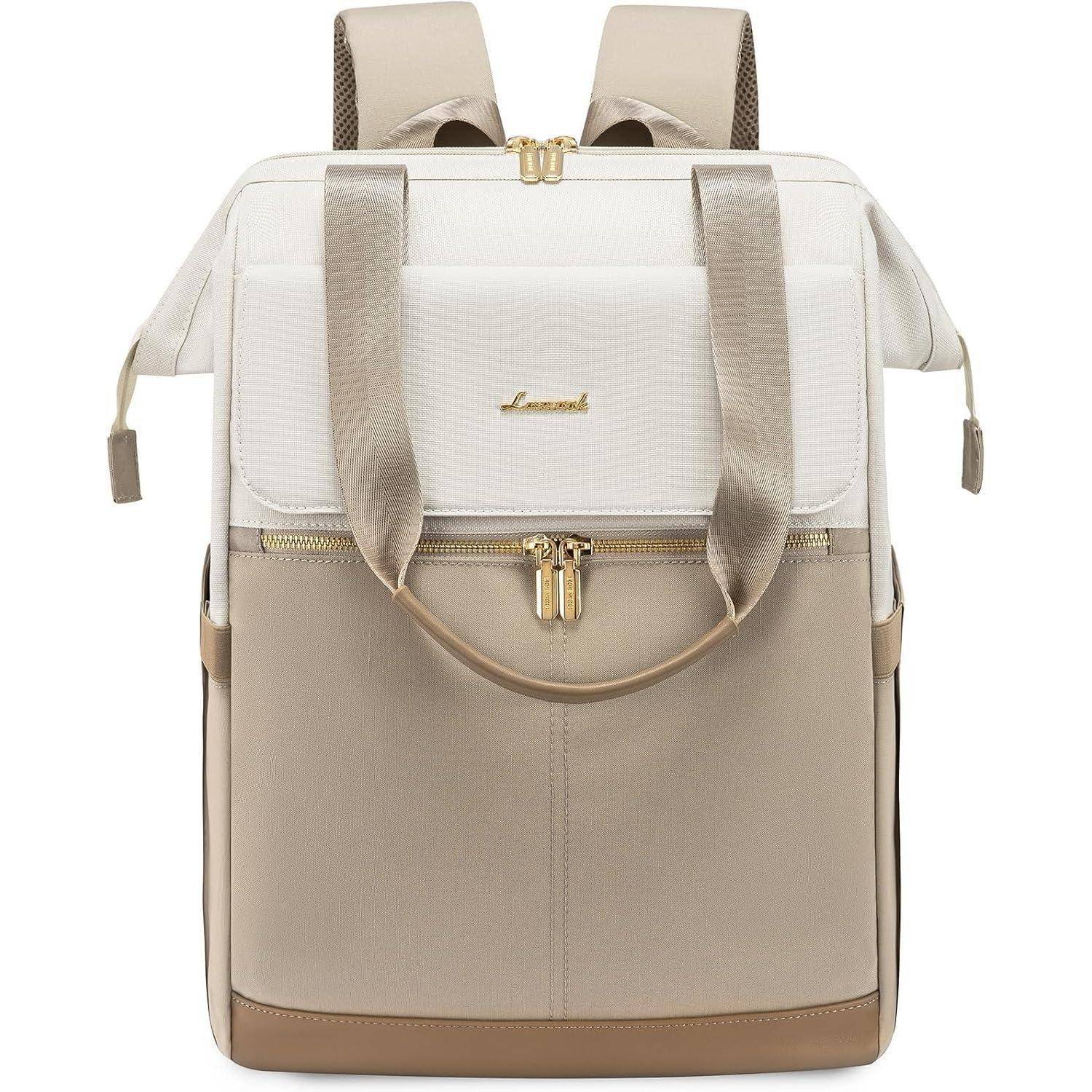 Rucksack Damen Laptopfach 17 Zoll Beige &amp; Khaki 17,3 Zoll