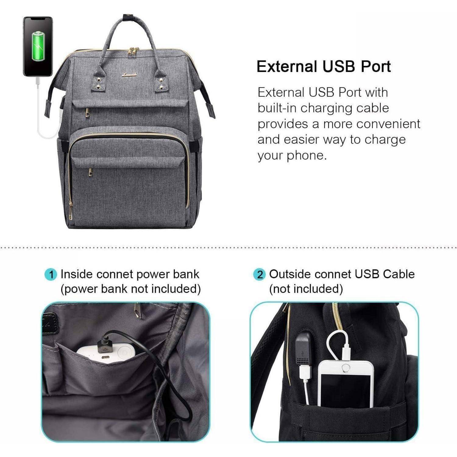 Rucksack Laptop Damen wasserdicht Studenten Reise 17 Zoll Hellgrau