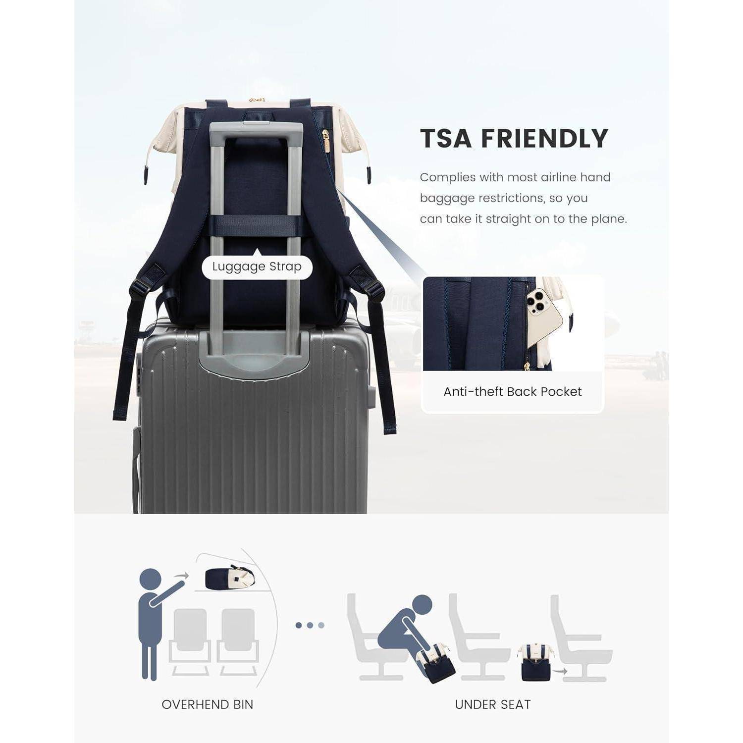 Laptop Rucksack 17,3 Zoll 2in1 Beige &amp; Blau 17,3 Zoll