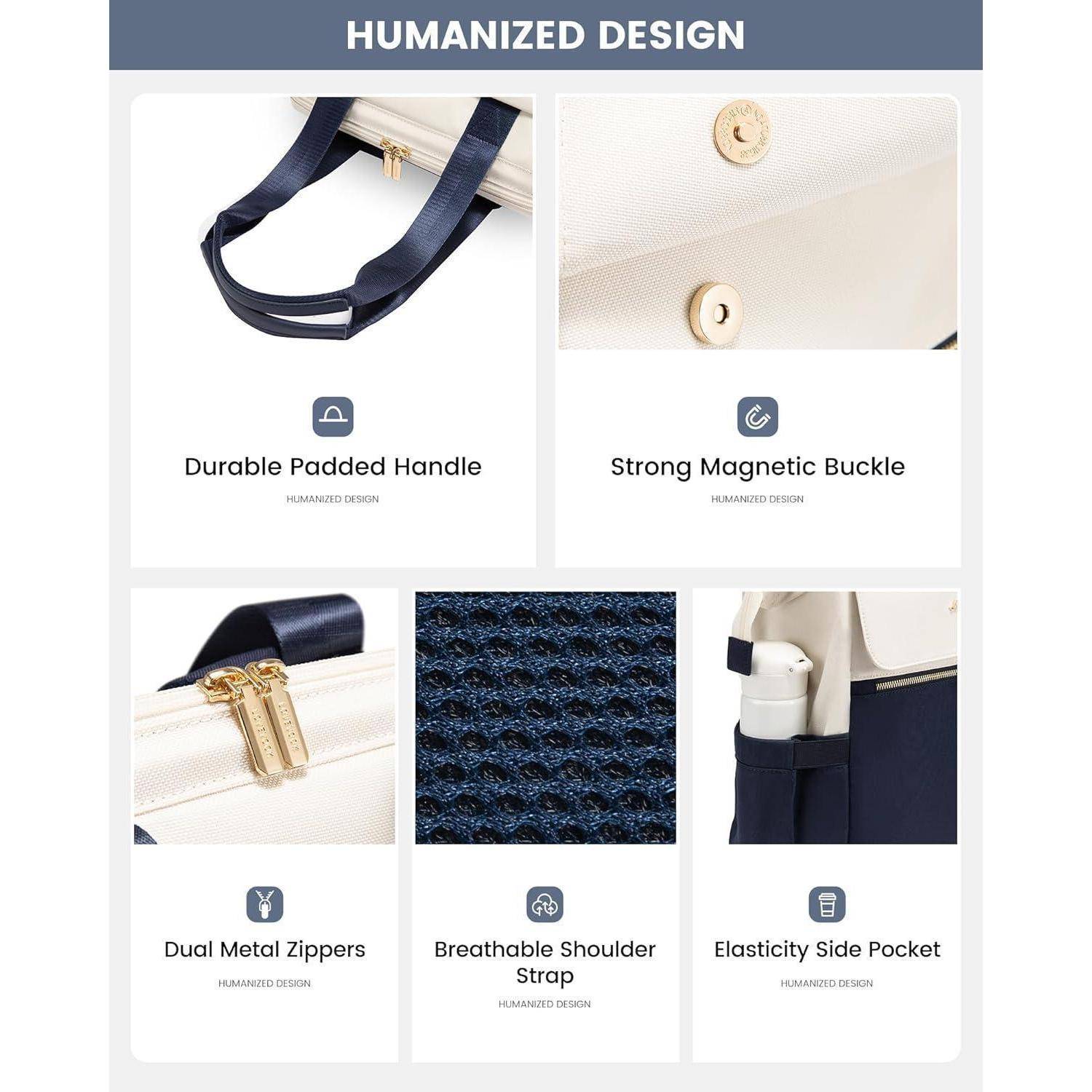 Laptop Rucksack 17,3 Zoll 2in1 Beige &amp; Blau 17,3 Zoll