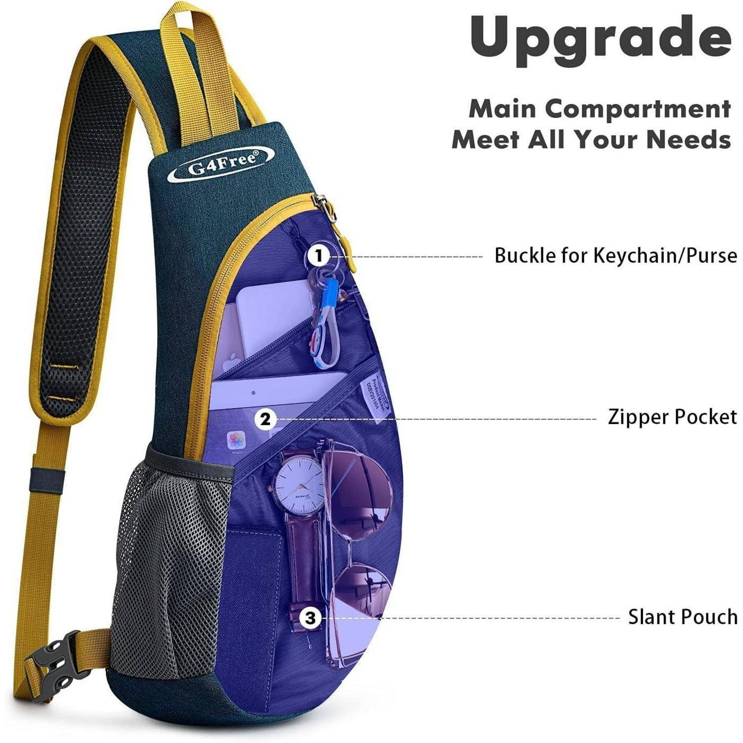 Brusttasche Sling Schulter Rucksack Dreieck Wandern S Dunkelblau