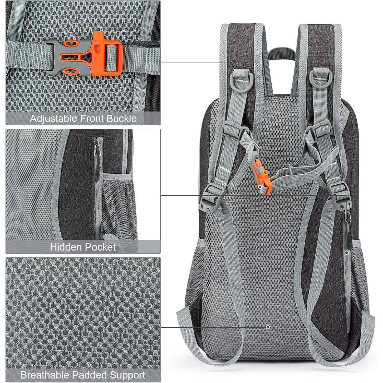 Rucksack Daypack Wandern Radfahren Reisen Männer Frauen 10L Dunkelgrau