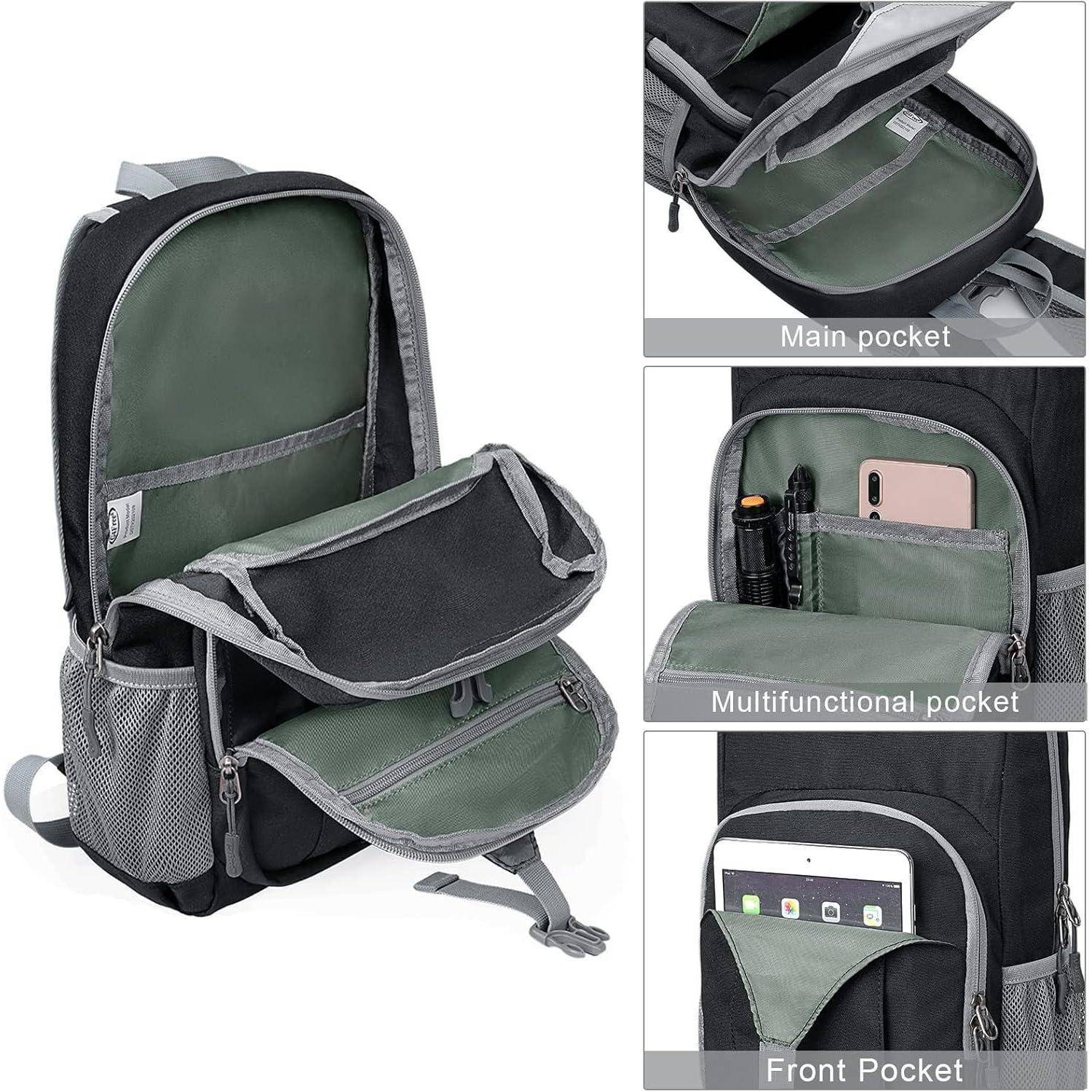 Rucksack Daypack Wandern Radfahren Herren Damen Mehrzweck 10L Schwarz