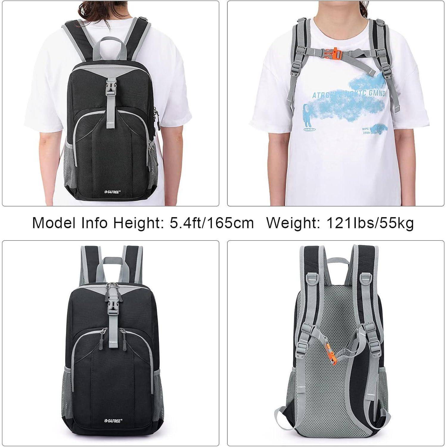 Rucksack Daypack Wandern Radfahren Herren Damen Mehrzweck 10L Schwarz