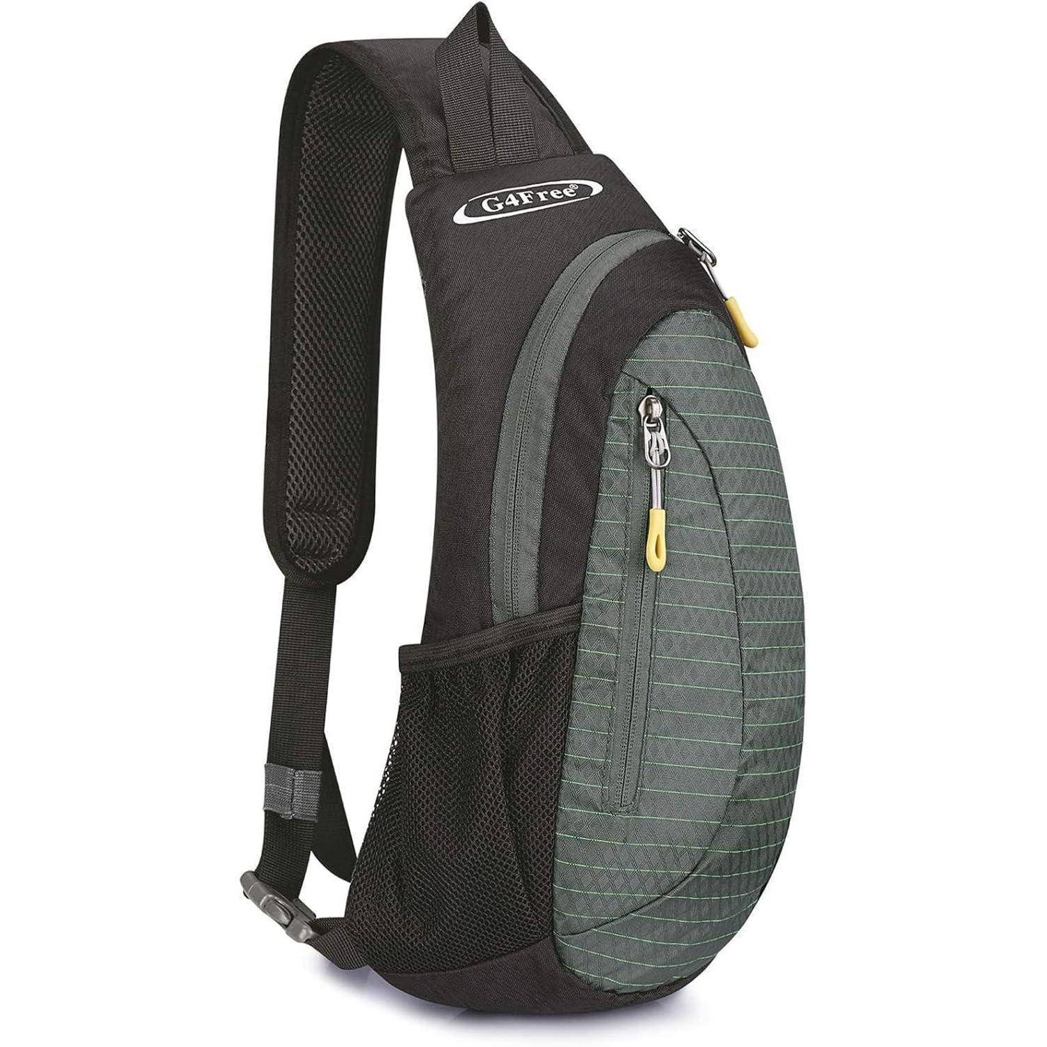 Brusttasche Sling Schulter Rucksack Wandern S Schwarz und Grau