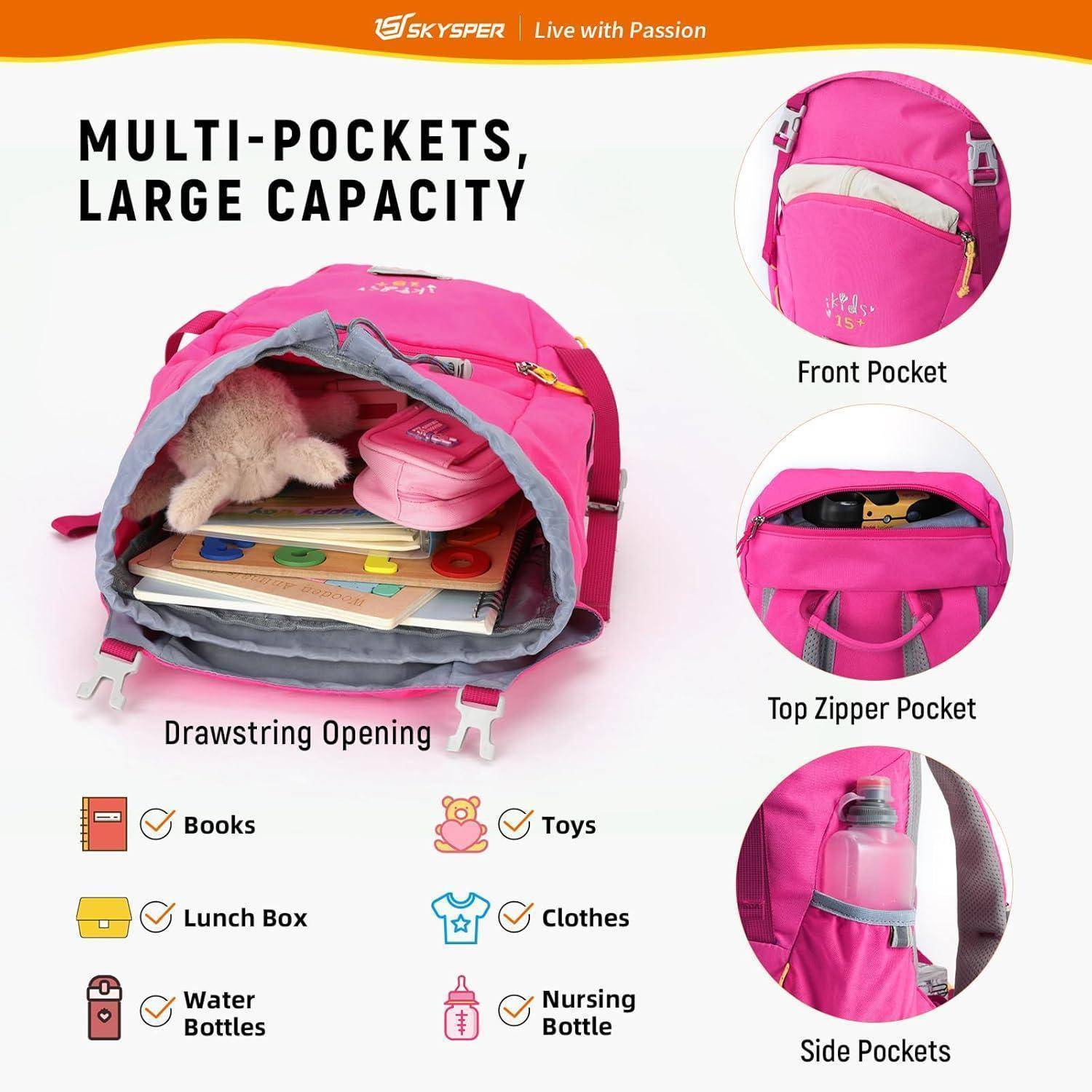 Kinderrucksack Wanderrucksack 15L Jungen Mädchen Rosa
