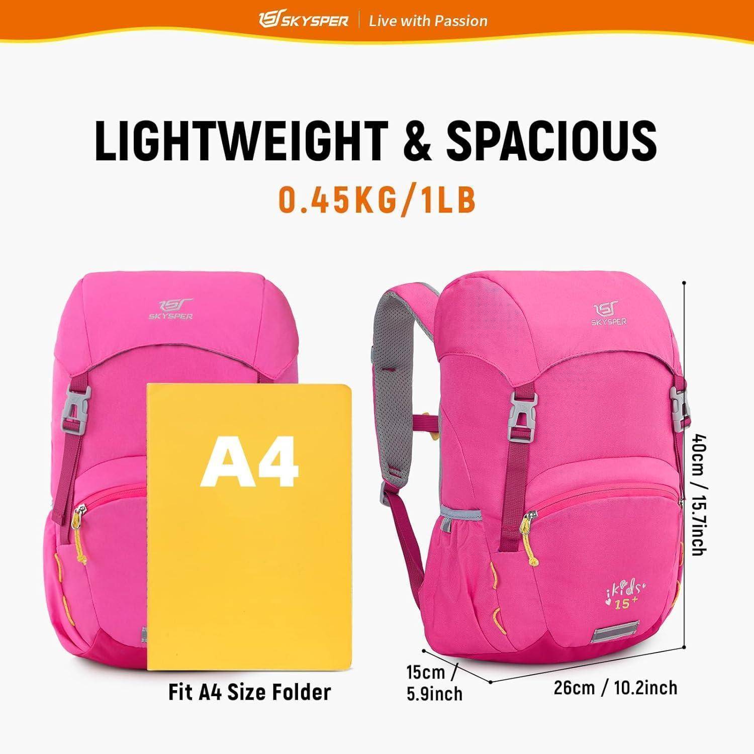 Kinderrucksack Wanderrucksack 15L Jungen Mädchen Rosa