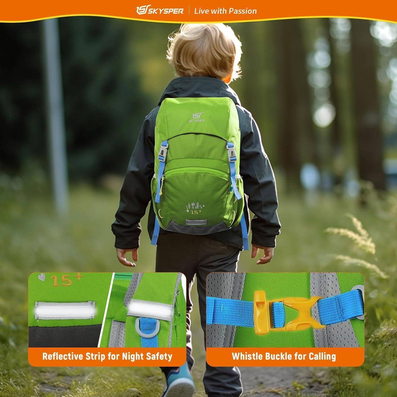 Wanderrucksack Kinderrucksack 15L Jungen Mädchen Hellgrün