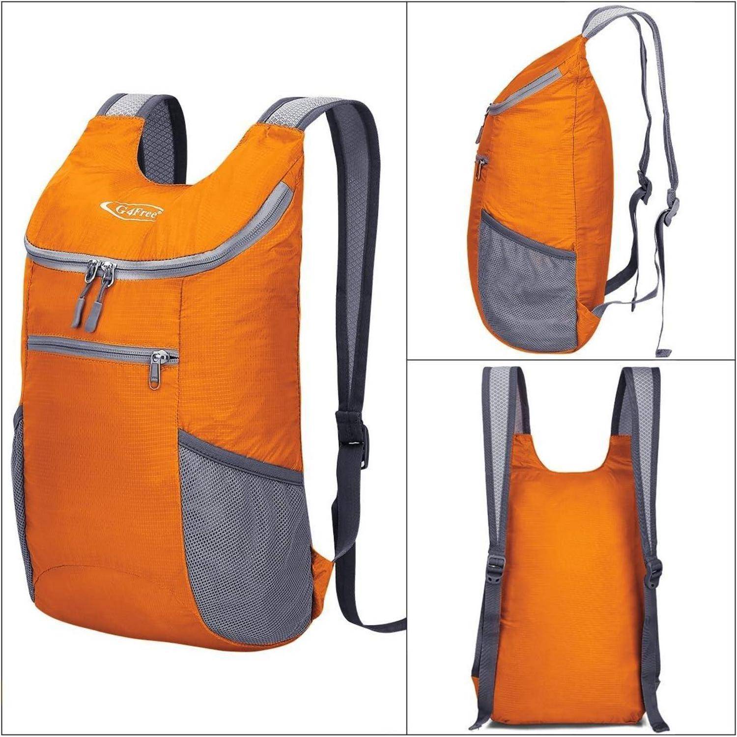 Rucksack ultraleicht 11l faltbar Reise Wandern Mehrzweck Orange