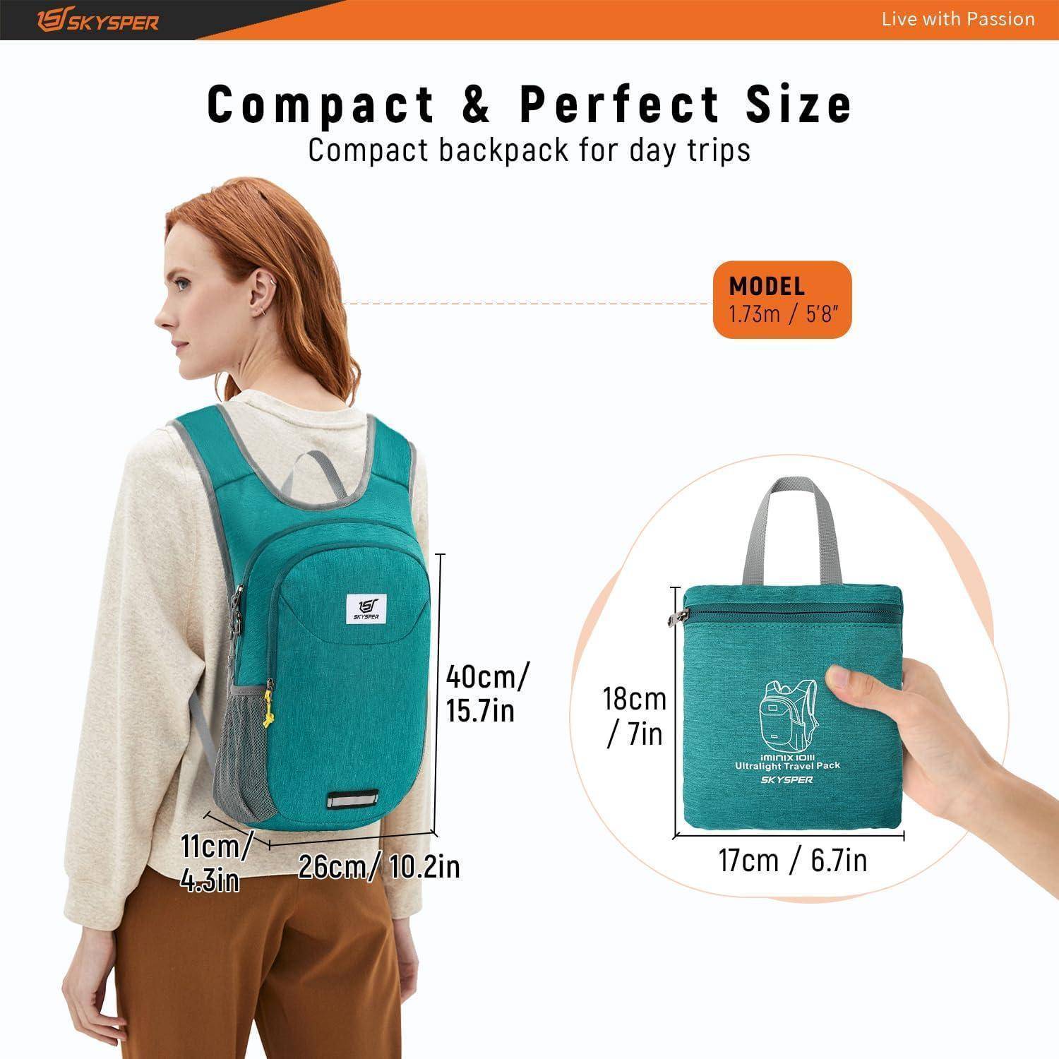 Rucksack faltbar 10L Daypack Reflexstreifen Iminix10iii-türkis