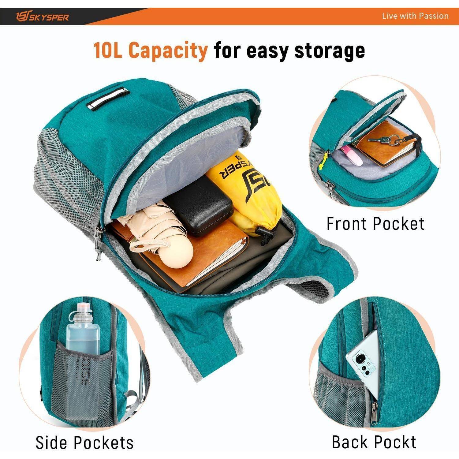 Rucksack faltbar 10L Daypack Reflexstreifen Iminix10iii-türkis