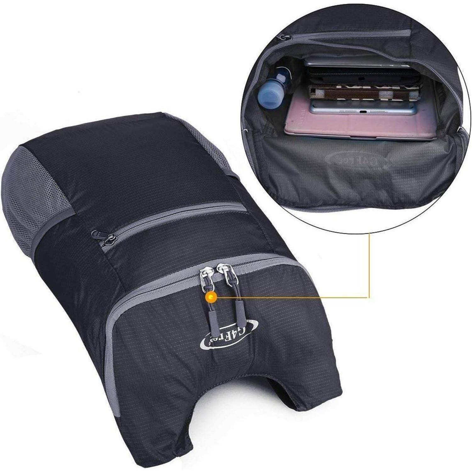 Rucksack 11l faltbar ultraleicht Reisen Wandern Radfahren Schwarz