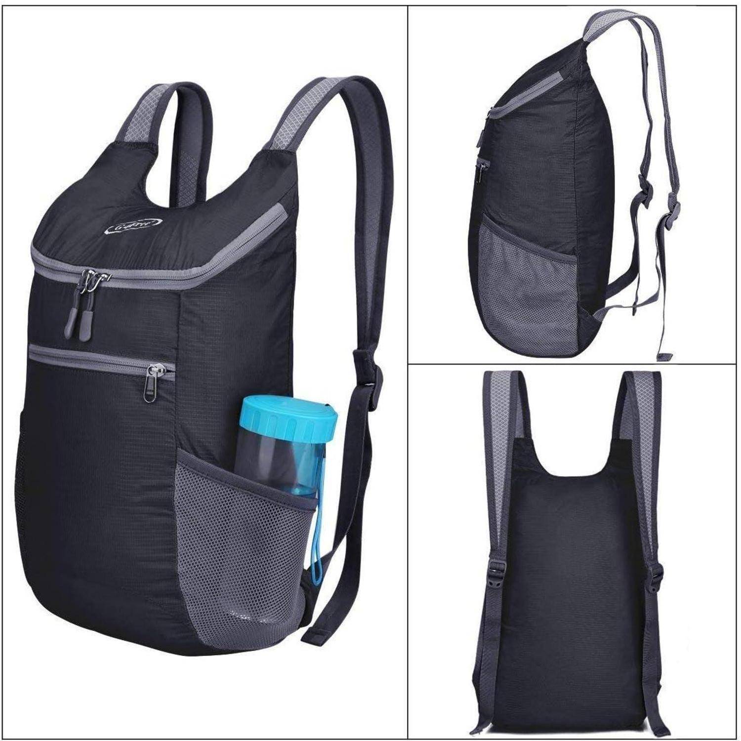 Rucksack 11l faltbar ultraleicht Reisen Wandern Radfahren Schwarz