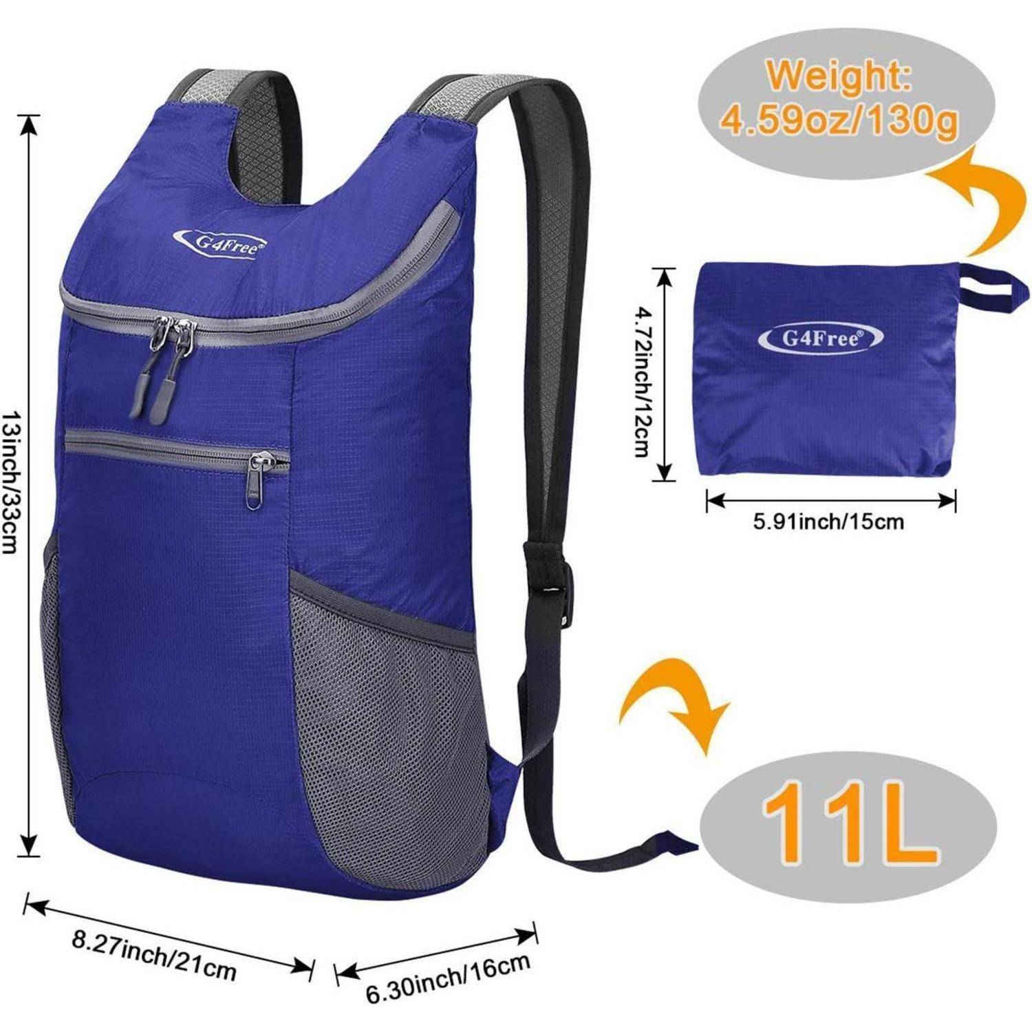 Rucksack ultraleichter 11l faltbar Reisen Wandern Damen Dunkelblau