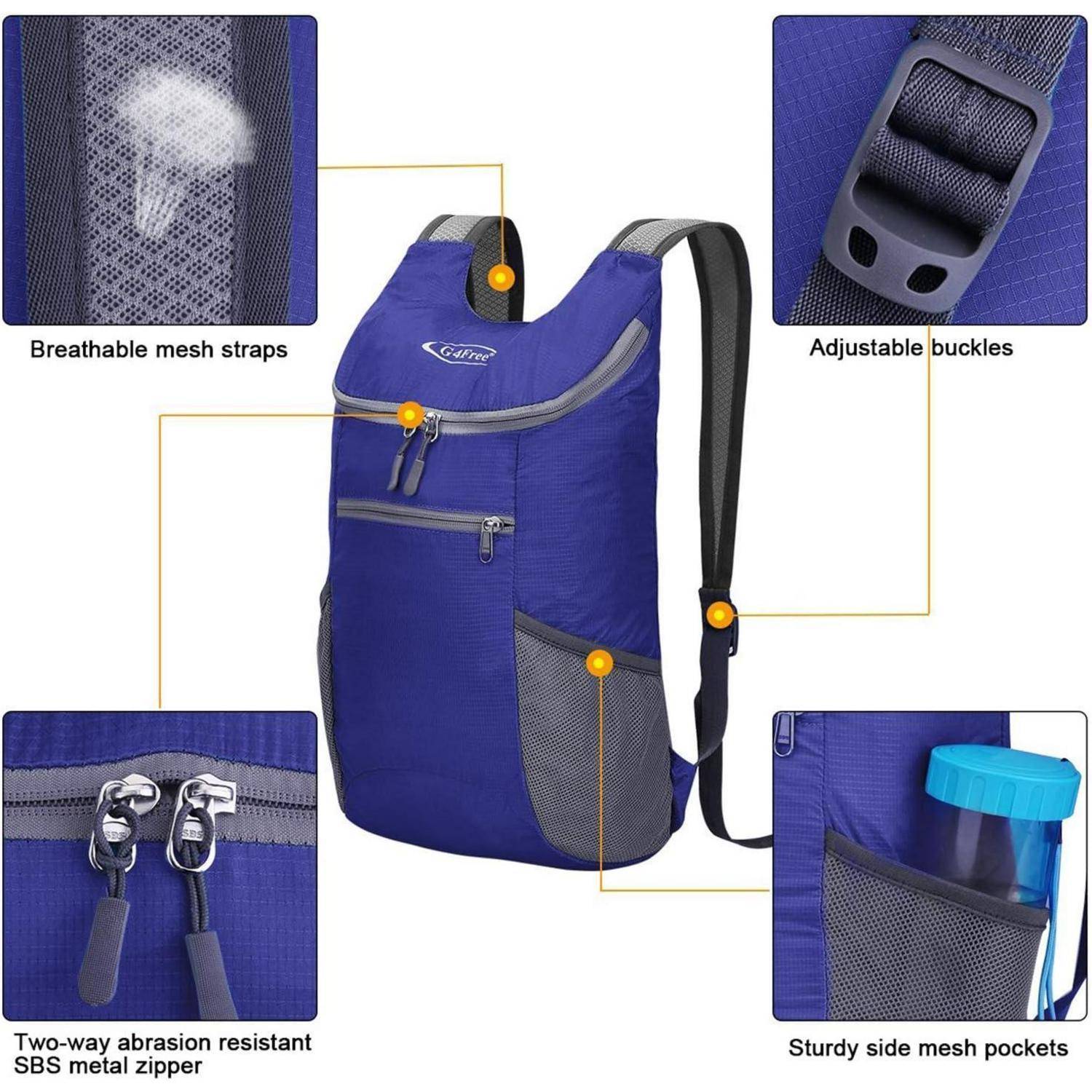 Rucksack ultraleichter 11l faltbar Reisen Wandern Damen Dunkelblau