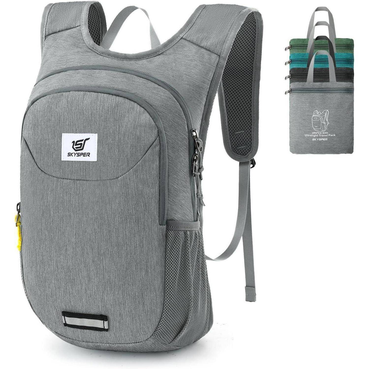 Rucksack Faltbar 10L Ultraleicht Reflexstreifen Iminix10iii-grau