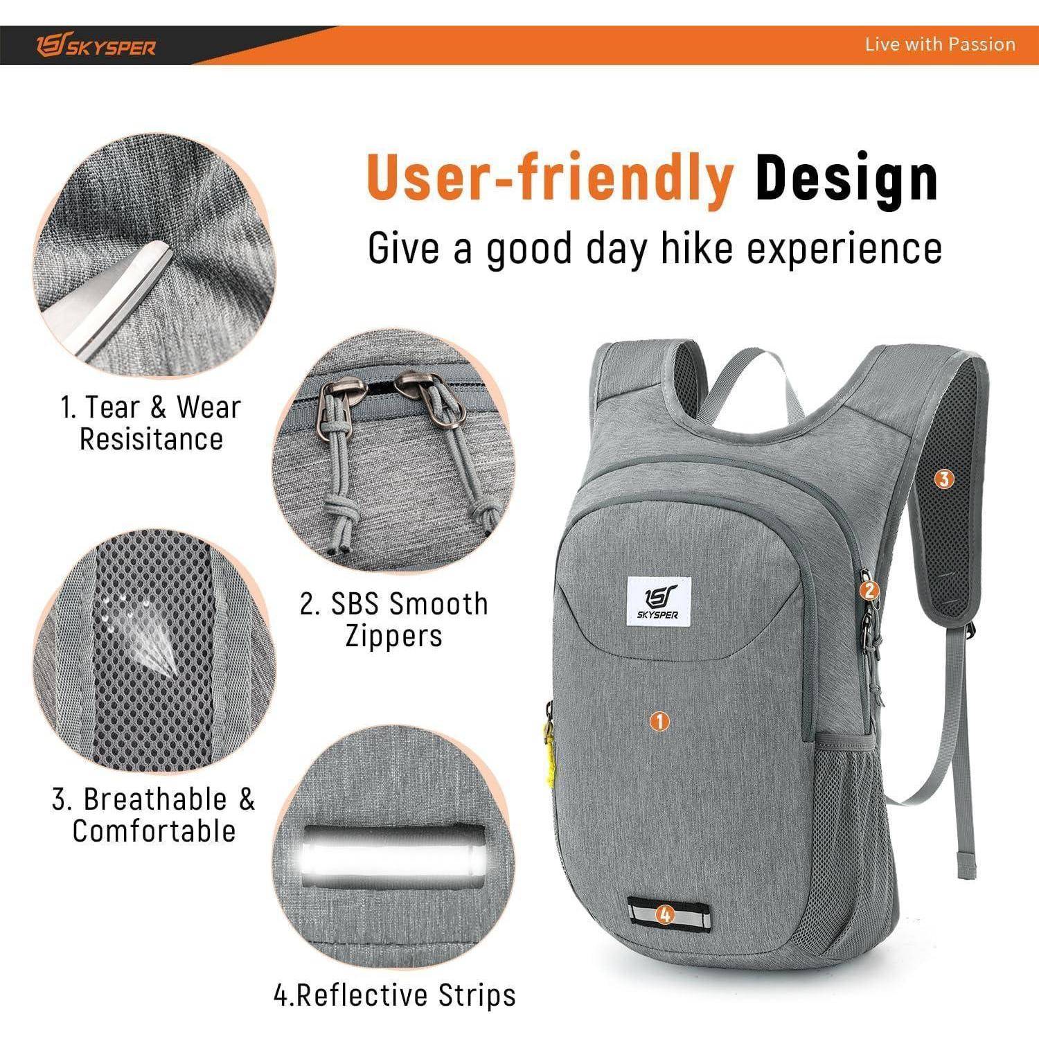 Rucksack Faltbar 10L Ultraleicht Reflexstreifen Iminix10iii-grau