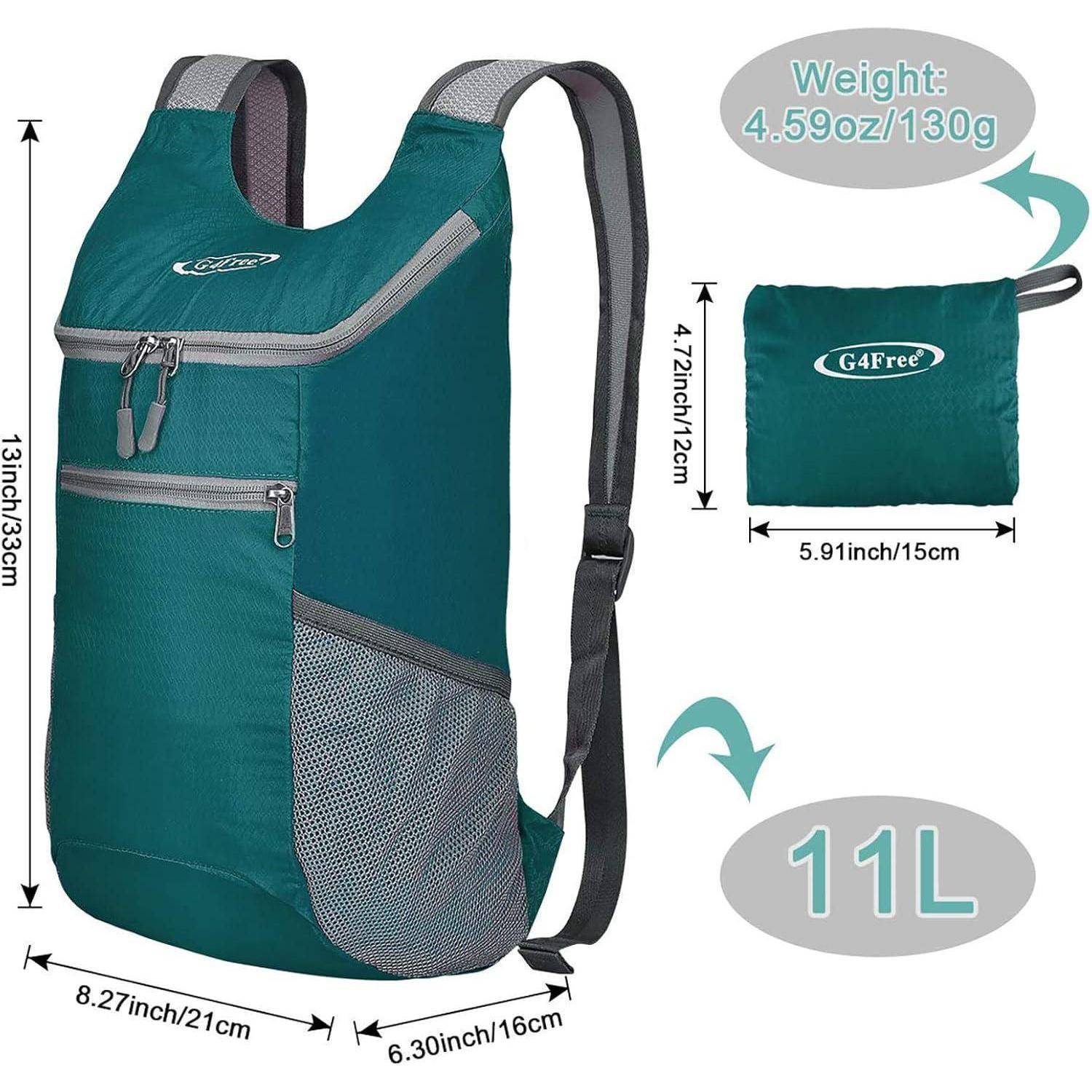 Rucksack faltbar 11l ultraleicht Wandern Damen Herren Malachitgrün