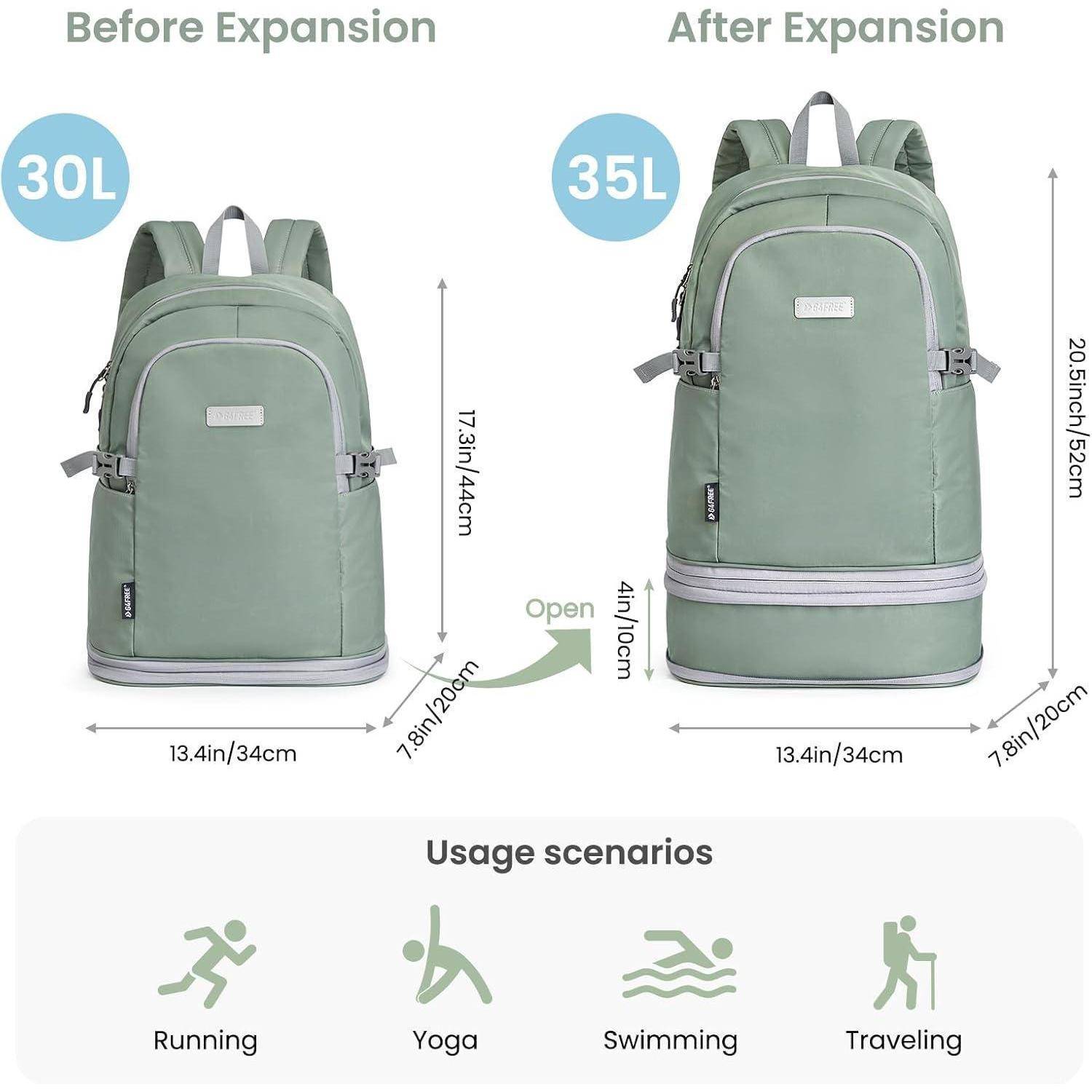 Sportrucksack wasserdicht Schuhfach Nassfach 35L 35L Olivgrün