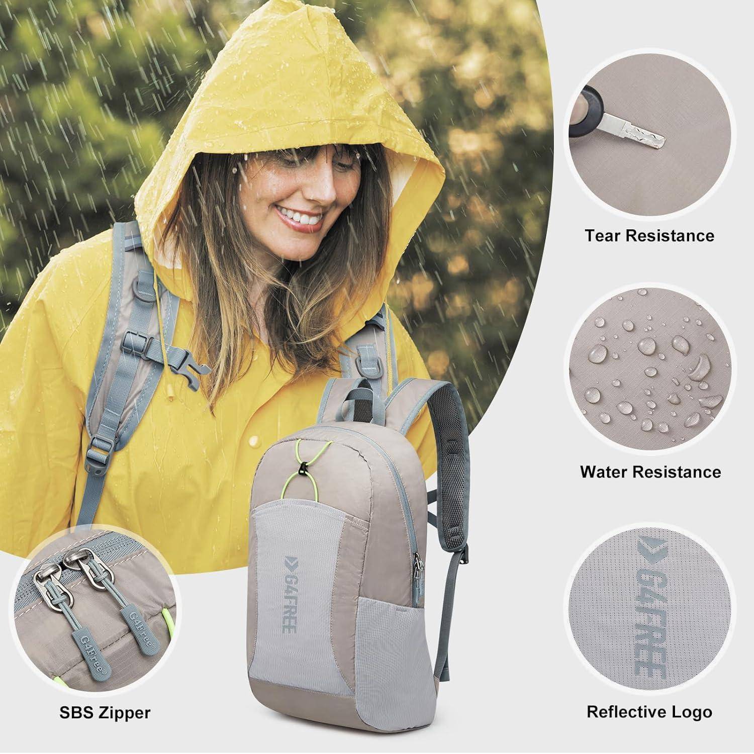 Rucksack Faltbar 25L Unisex Wasserdicht Wandern Fahrrad Grau