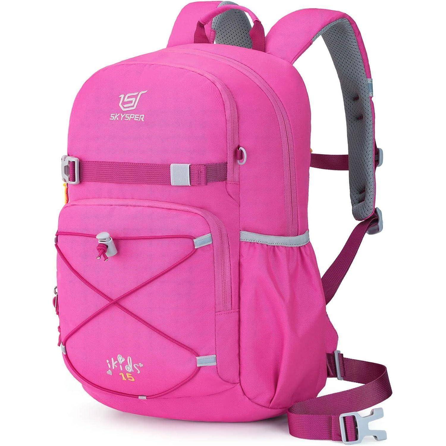Kinderrucksack 15L Wanderrucksack Jungen Mädchen Outdoor Rosa