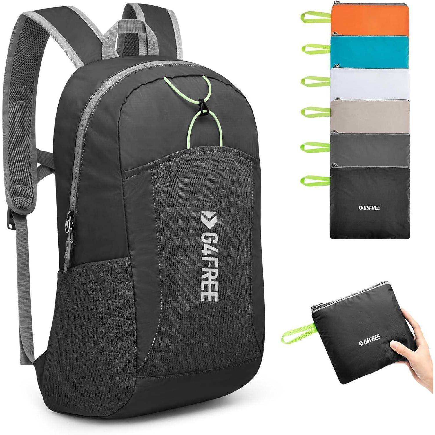 Rucksack 25L Faltbar Unisex Wasserdicht Trekking Schwarz