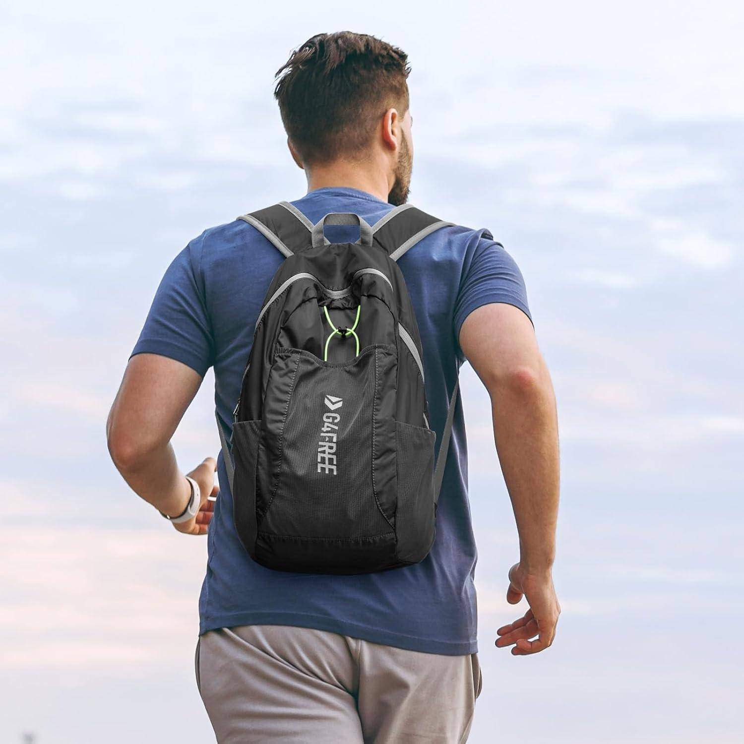 Rucksack 25L Faltbar Unisex Wasserdicht Trekking Schwarz