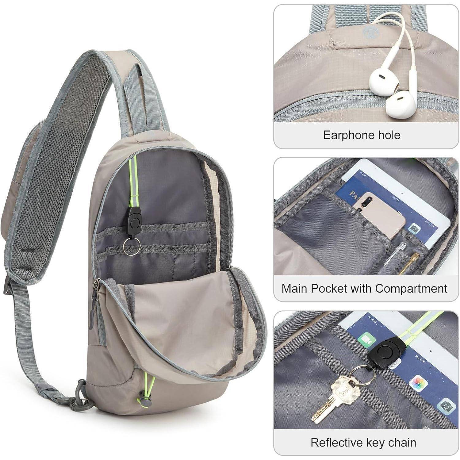 Schultertasche RFID Crossbody Brusttasche Damen Herren Grau