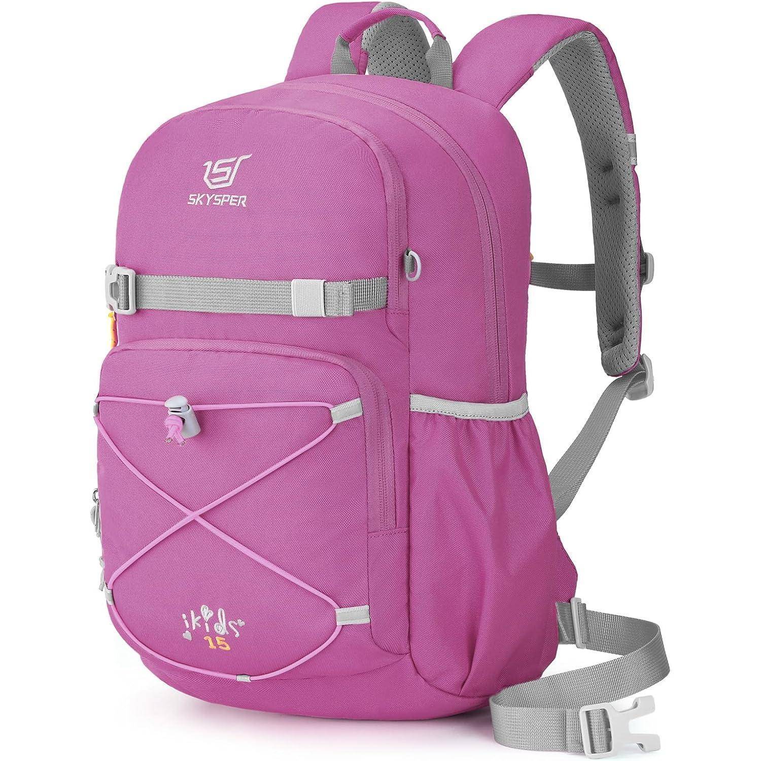 Kinderrucksack 15L Wanderrucksack Jungen Mädchen Outdoor Lila