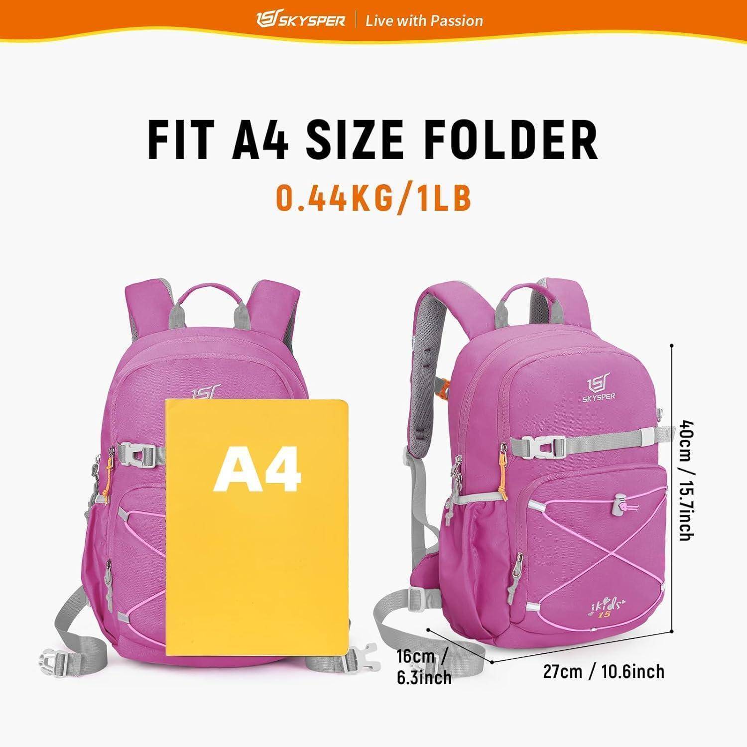 Kinderrucksack 15L Wanderrucksack Jungen Mädchen Outdoor Lila