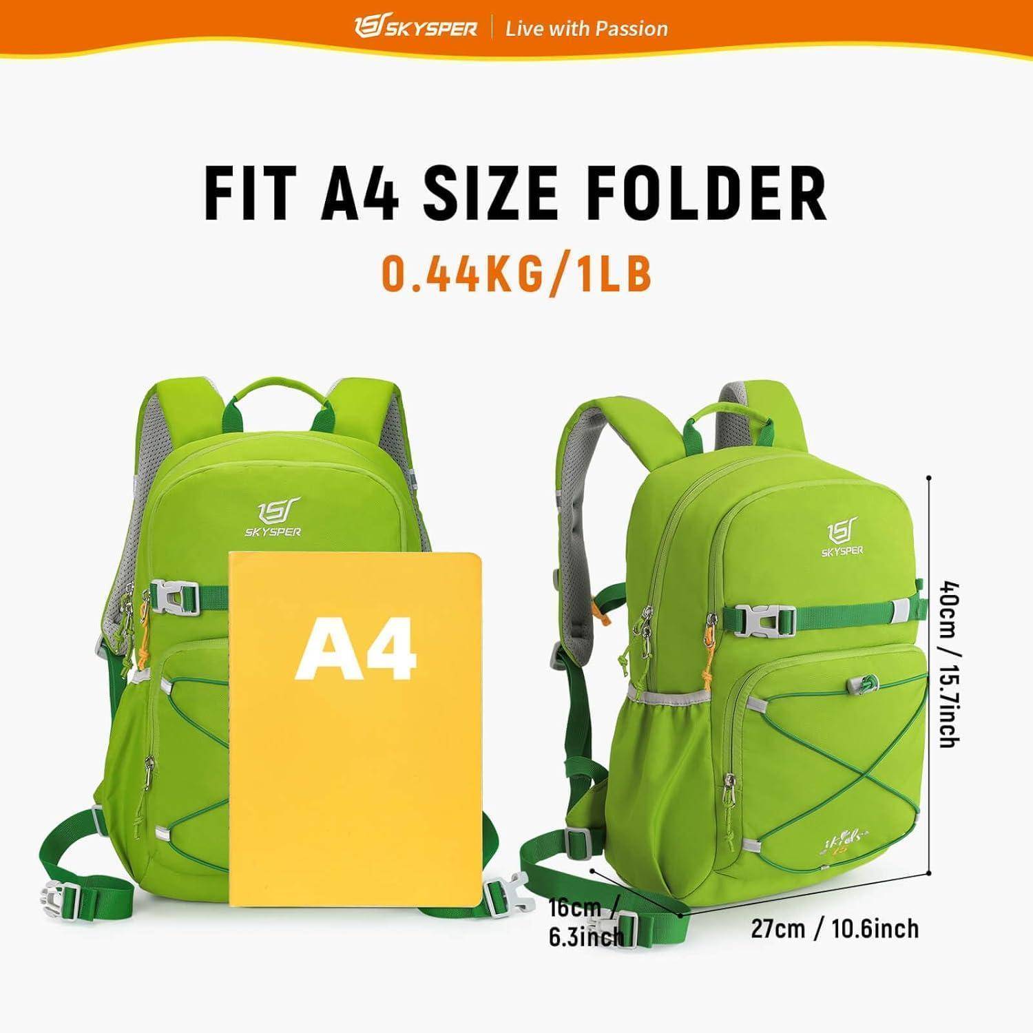 Kinderrucksack Wanderrucksack 15L Jungen Mädchen Outdoor Apfelgrün