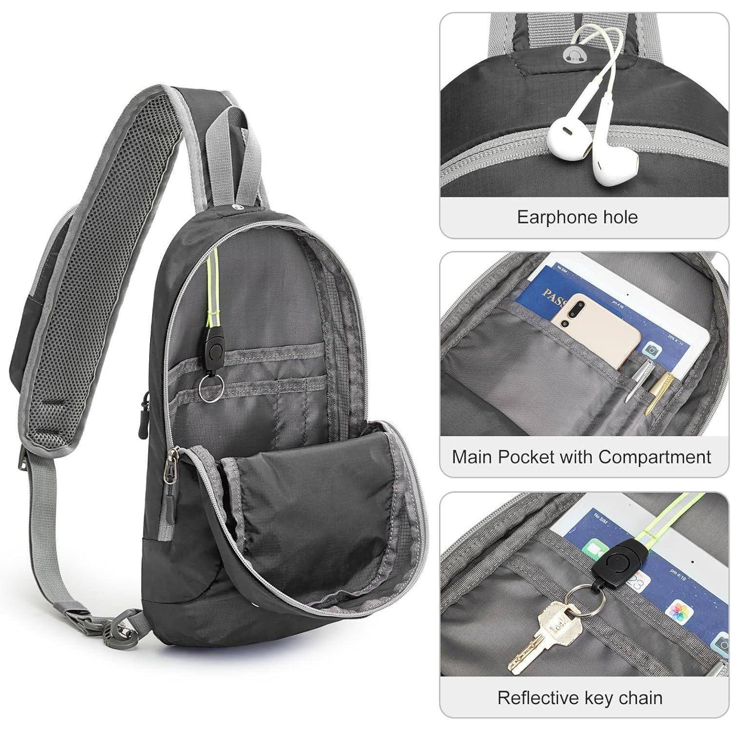 Schultertasche RFID Crossbody Brusttasche Damen Herren Schwarz