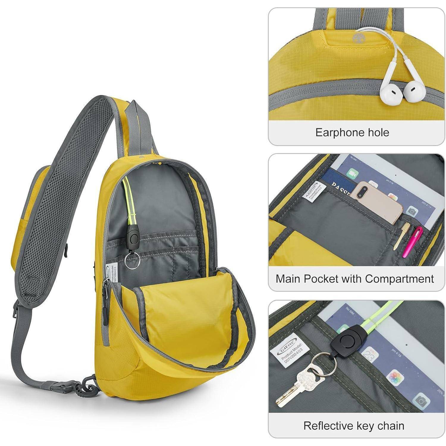 Schultertasche RFID Crossbody Rucksack Damen Herren Gelb