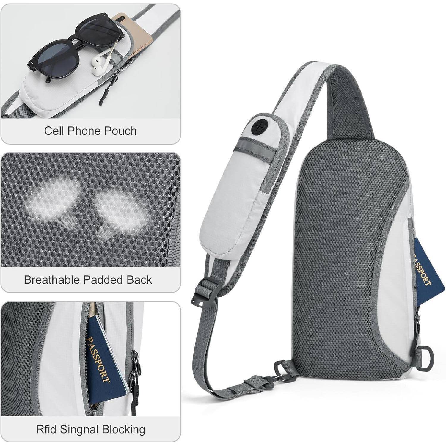 Schultertasche Crossbody Rucksack RFID Brusttasche Weiß