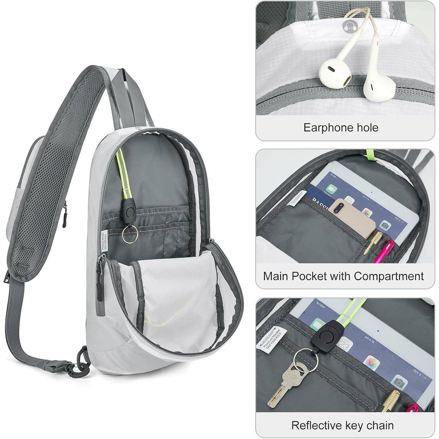 Schultertasche Crossbody Rucksack RFID Brusttasche Weiß