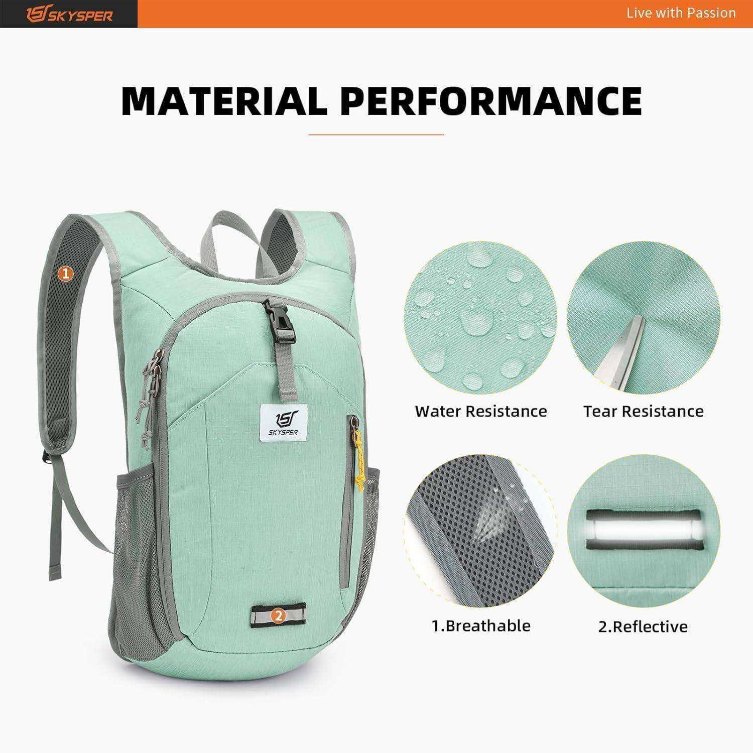 Rucksack 10L Faltbar Daypack Wanderrucksack Ishell10ii-mintgrün