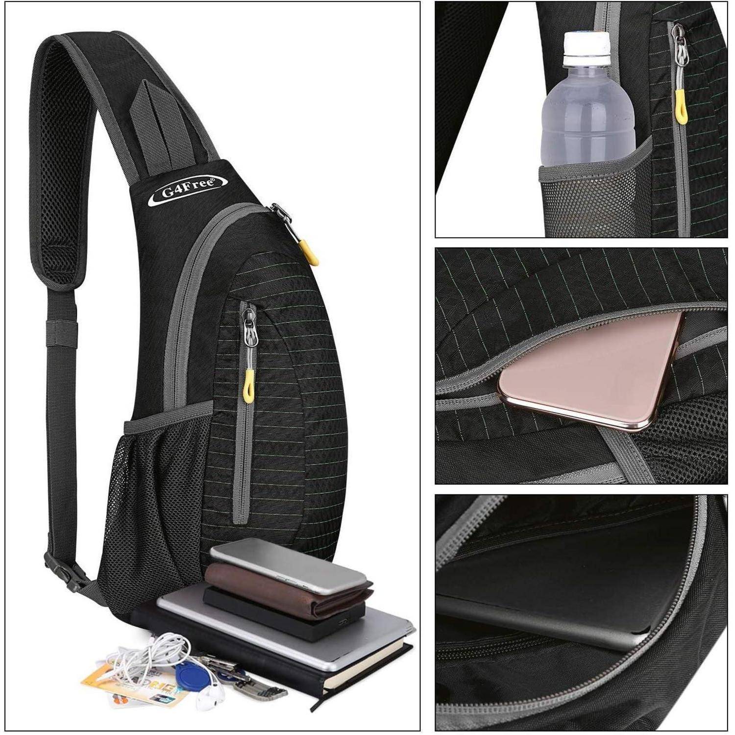 Brusttasche Sling Rucksack Wandern Radfahren Reisen S Schwarz