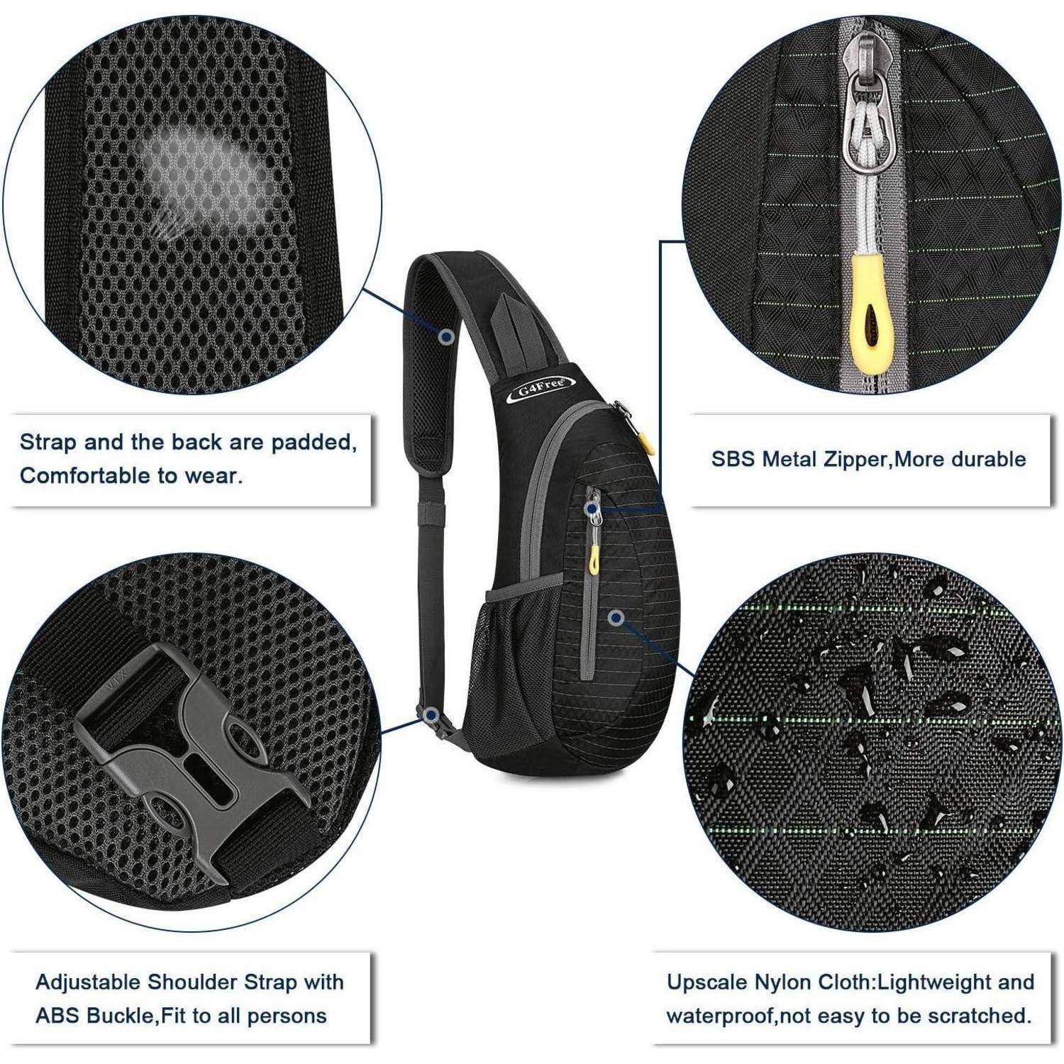 Brusttasche Sling Rucksack Wandern Radfahren Reisen S Schwarz